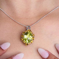 Silvorra Solid Silver Art Deco Lemon Topaz Multi-Gemstone Pendant for Christmas