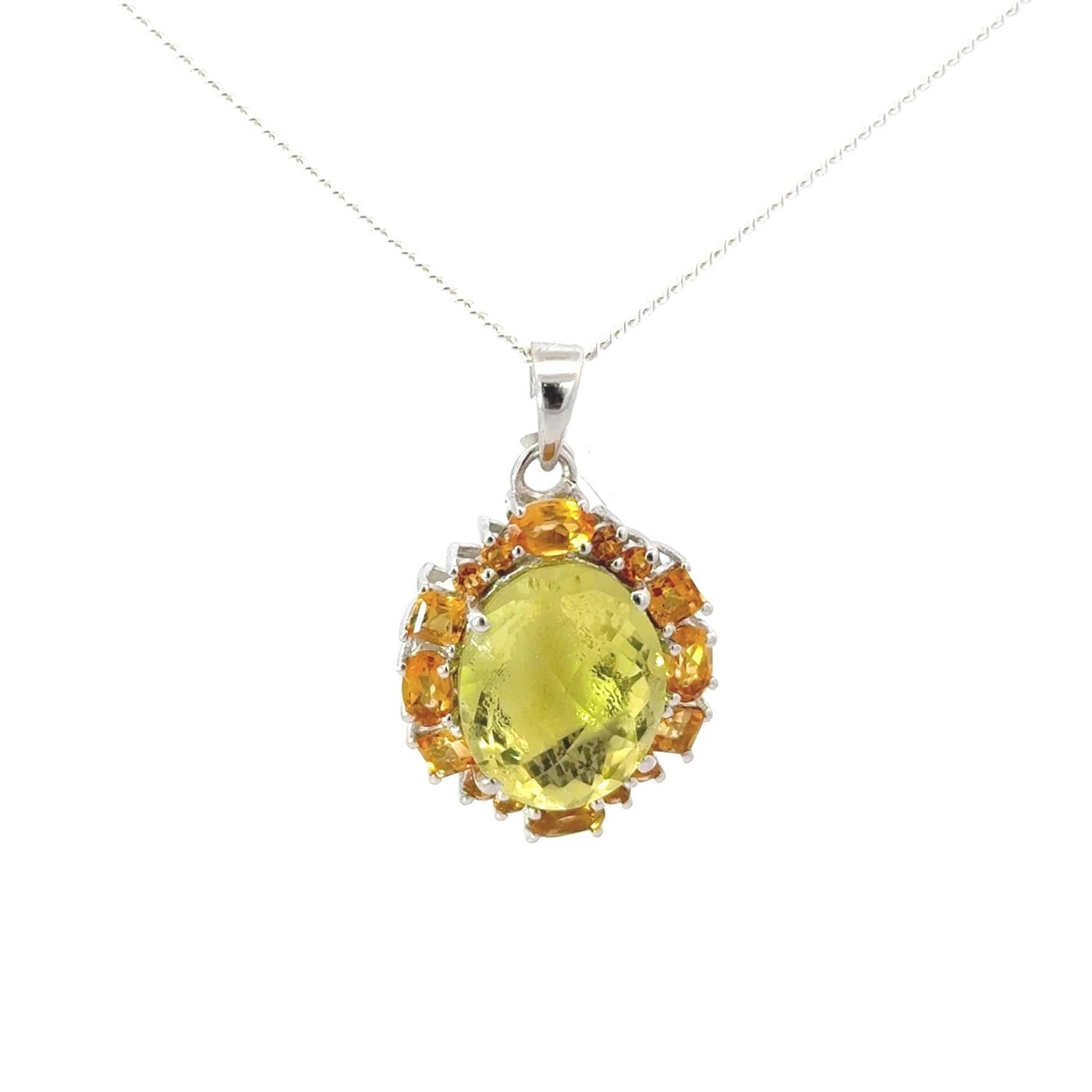 Art Nouveau Ciondolo con più pietre preziose in argento massiccio Art Deco Lemon Topaz di Silvorra per Natale in vendita
