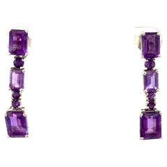 Orecchini a penzoloni in argento massiccio con ametista viola Art Deco di Silvorra per lei