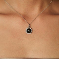 Silvorra Statement 7.91CT Black Star Drop Pendant with Zircon Halo in 925 Silver