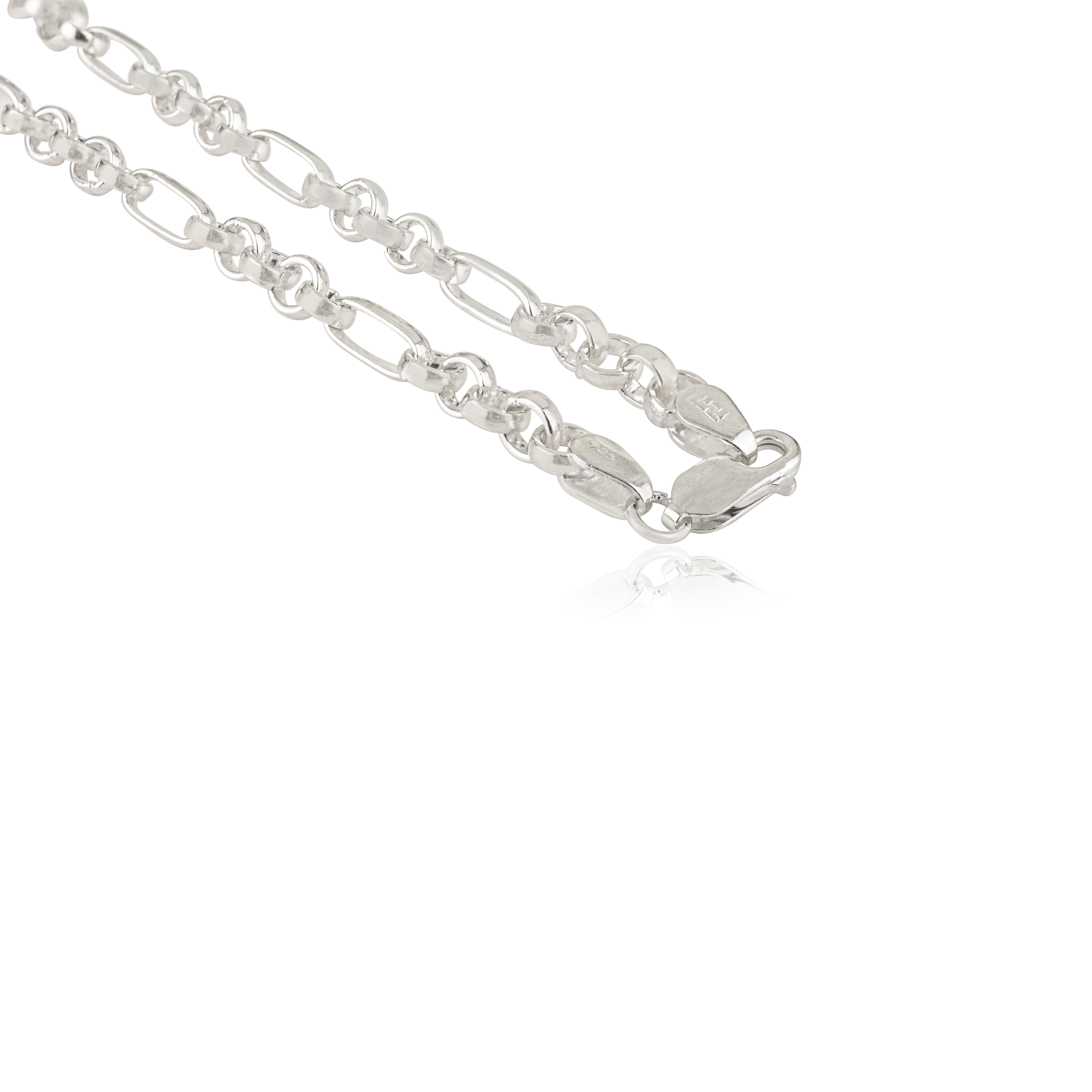 Collana unisex con catene a maglie in stile Art Deco di Silvorra in argento puro 925 in vendita 5