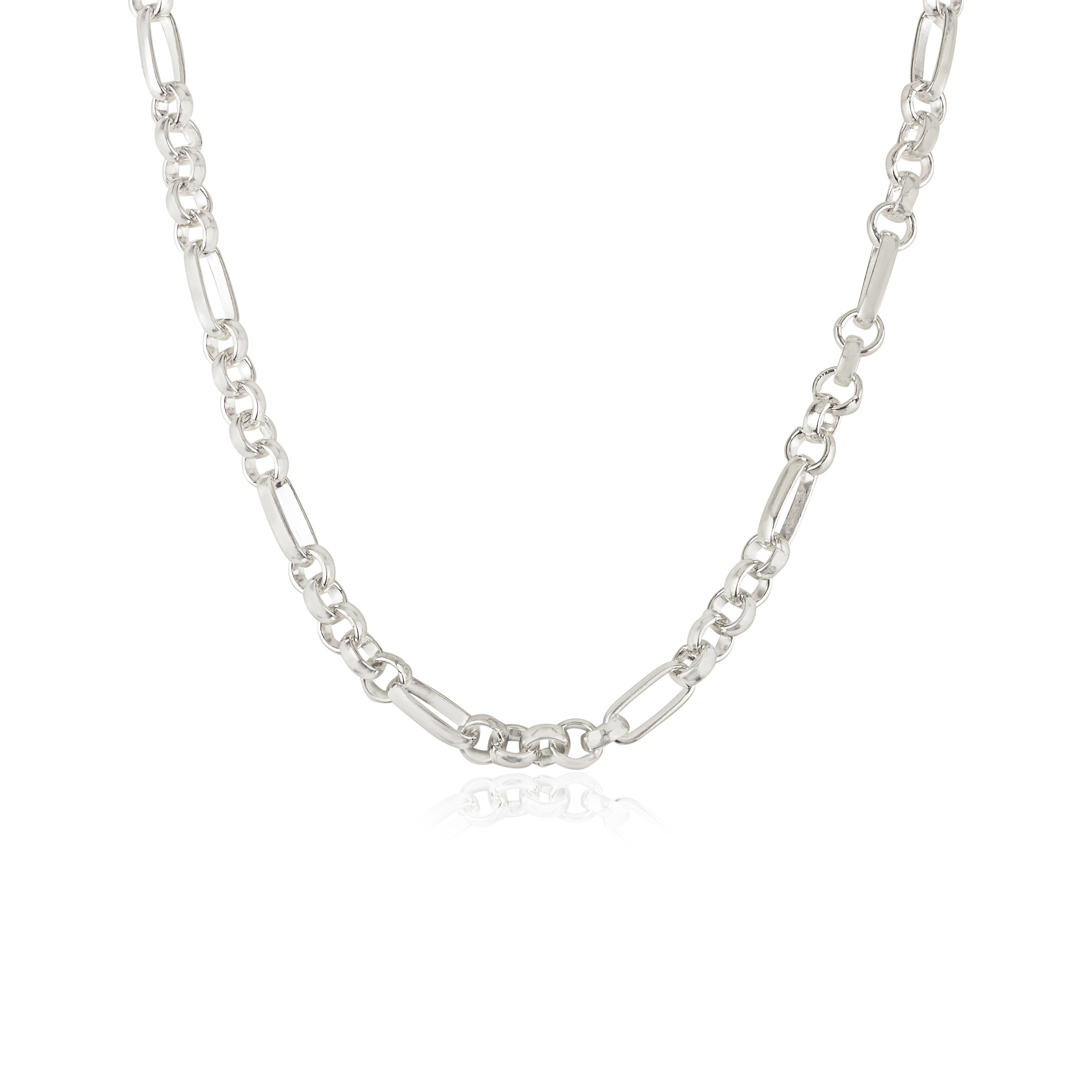 da uomo o donna Collana unisex con catene a maglie in stile Art Deco di Silvorra in argento puro 925 in vendita