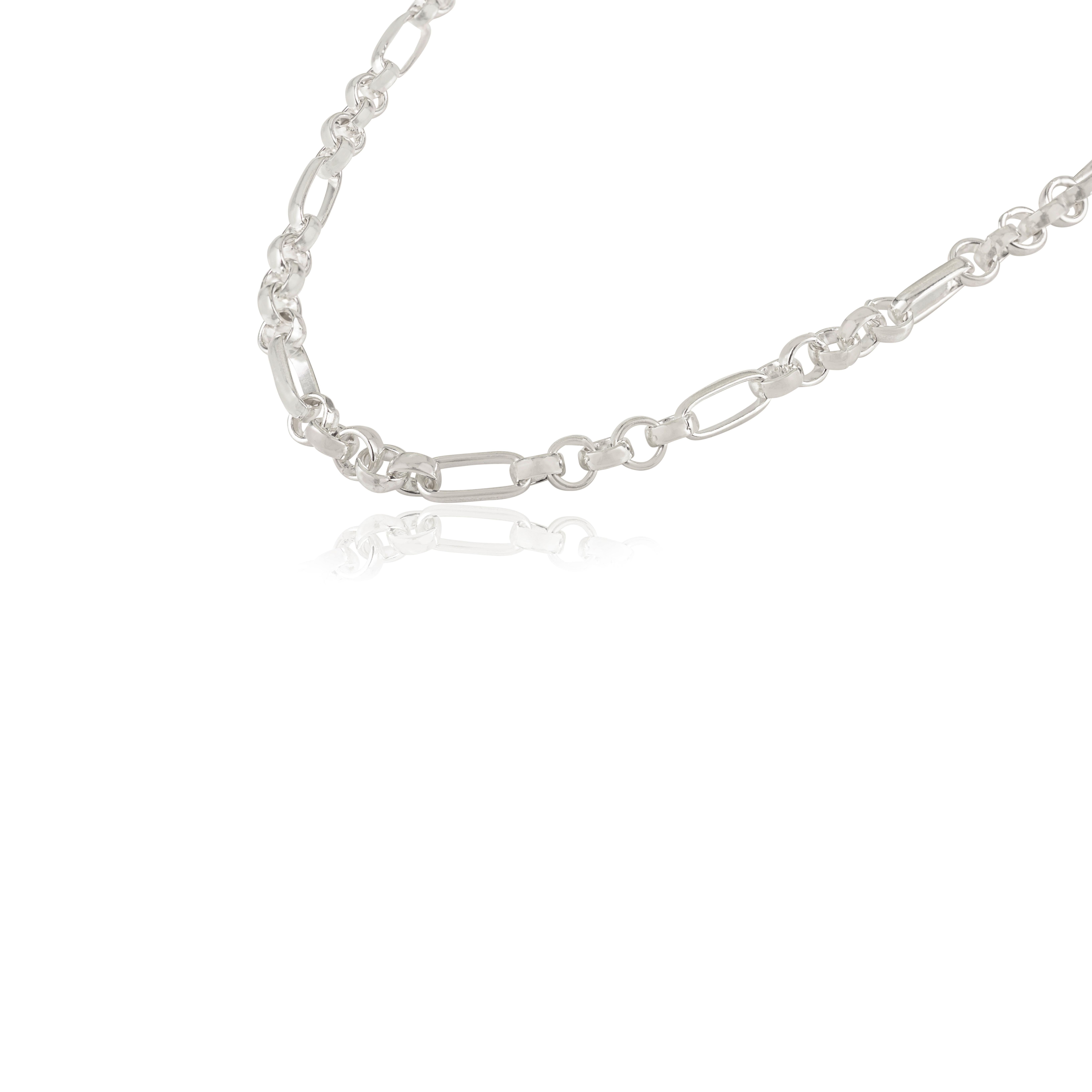Collana unisex con catene a maglie in stile Art Deco di Silvorra in argento puro 925 in vendita 1
