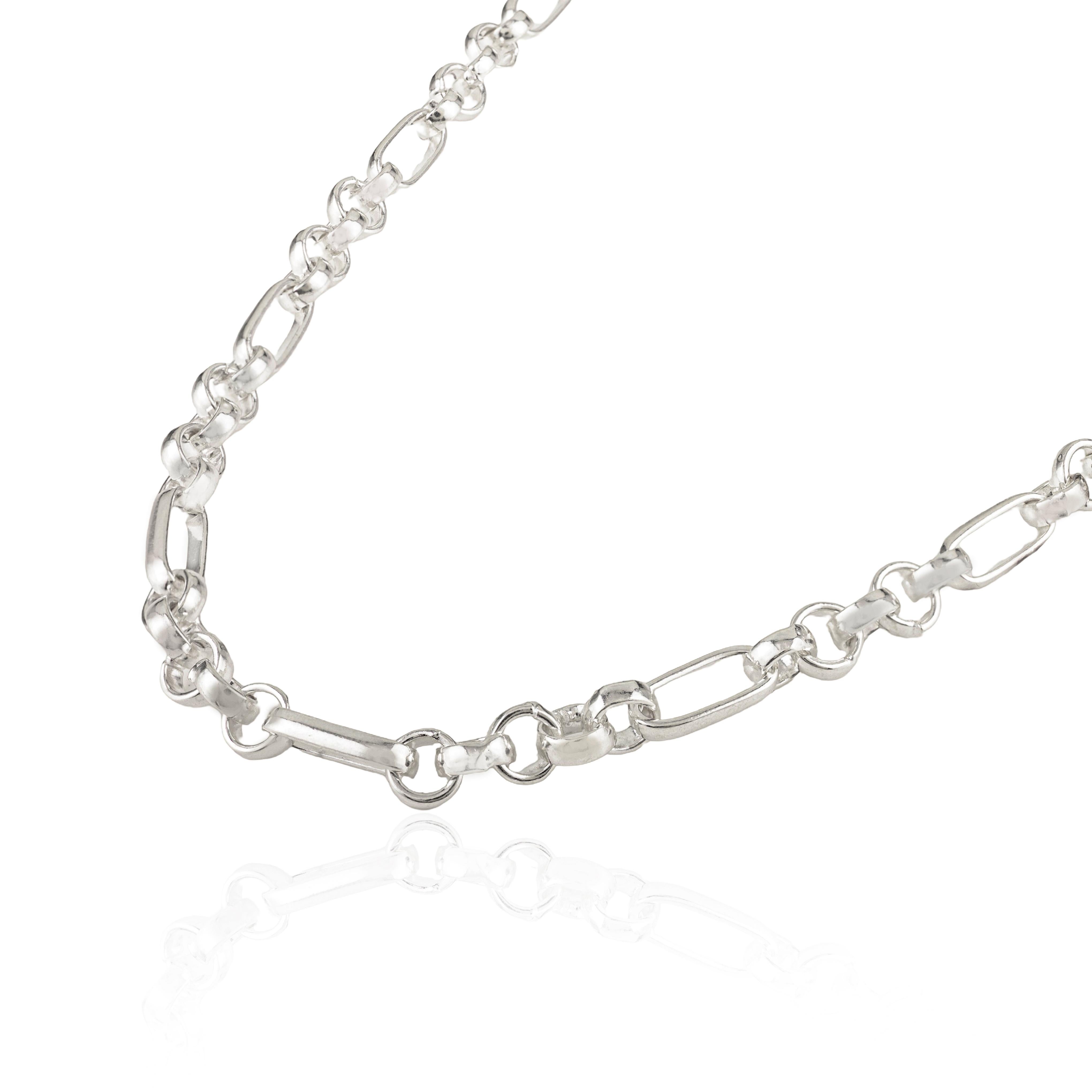 Collana unisex con catene a maglie in stile Art Deco di Silvorra in argento puro 925 in vendita 3