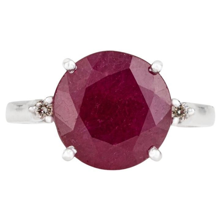 En vente :  Bague solitaire en argent sterling Sterling Ruby avec diamant pour femmes