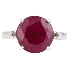 Silvorra Sterling Silver Timeless Round Ruby Solitaire Ring in Diamond for Women