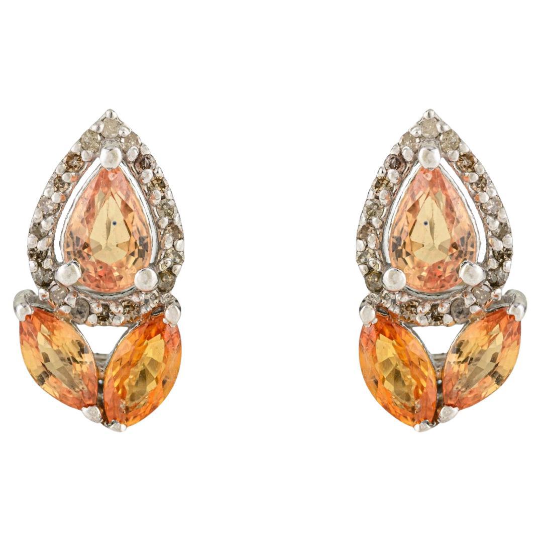 Silvorra Orecchini a goccia senza tempo con Citrino e Diamante da 2,2 carati in Argento 925