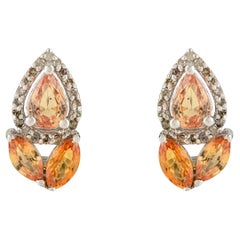 Silvorra Orecchini a goccia senza tempo con Citrino e Diamante da 2,2 carati in Argento 925