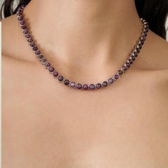 Silvorra Timeless 46.62CT Bezel Set Star Ruby Rivière Necklace in 925 Silver