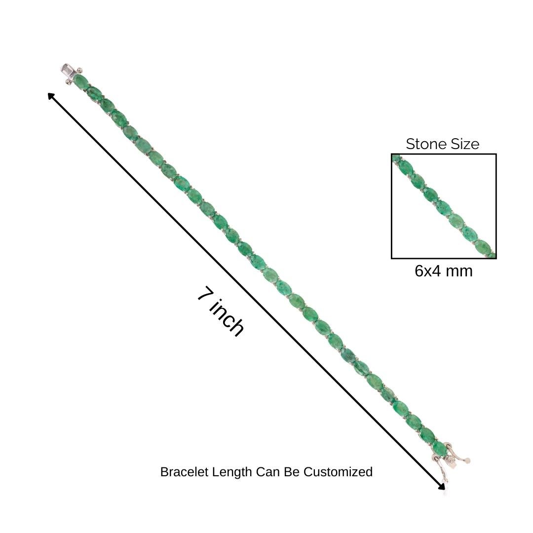 Silvorra Intemporal Plata de Ley 925 Esmeralda natural talla oval Pulsera de tenis en venta 3