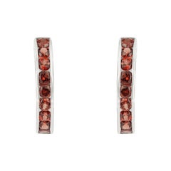 Silvorra Timeless Garnet Birthstone Earrings in Sterling Silver for Mom's Gift
