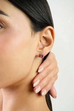 Silvorra Orecchini senza tempo con diamanti a raggiera in argento rubino per fidanzata