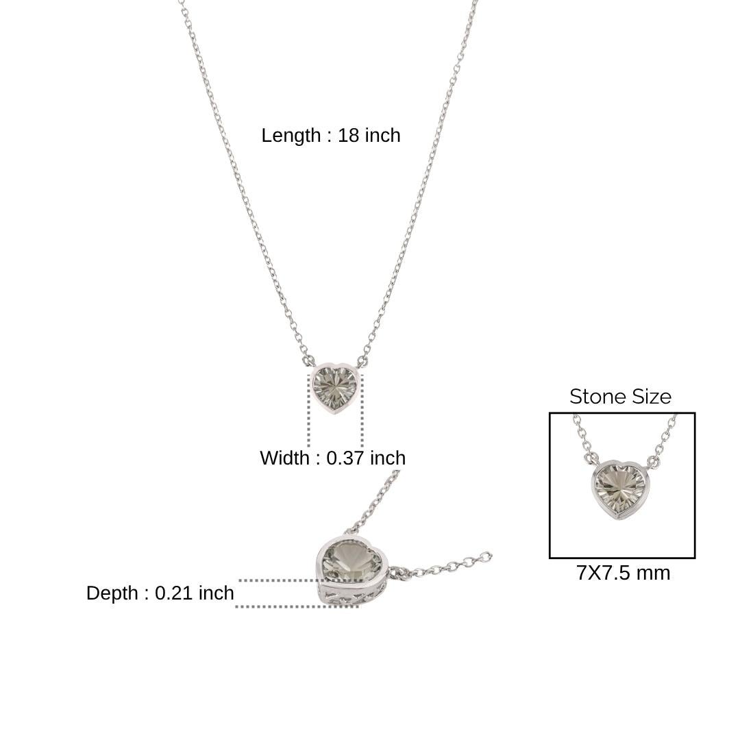 Collana solitario di ametista verde a forma di cuore senza tempo di Silvorra in argento 925 in vendita 4