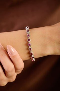 Silvorra Intemporal Turmalina Natural Plata de Ley 925 Pulsera de tenis para ella