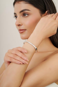 Silvorra Timeless Square Cut Cubic Zirconia Half Eternity Style Bracelet For her