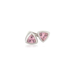 Anello Silvorra con accenti di CZ rosa e zircone bianco con taglio Trillion in argento Sterling 925