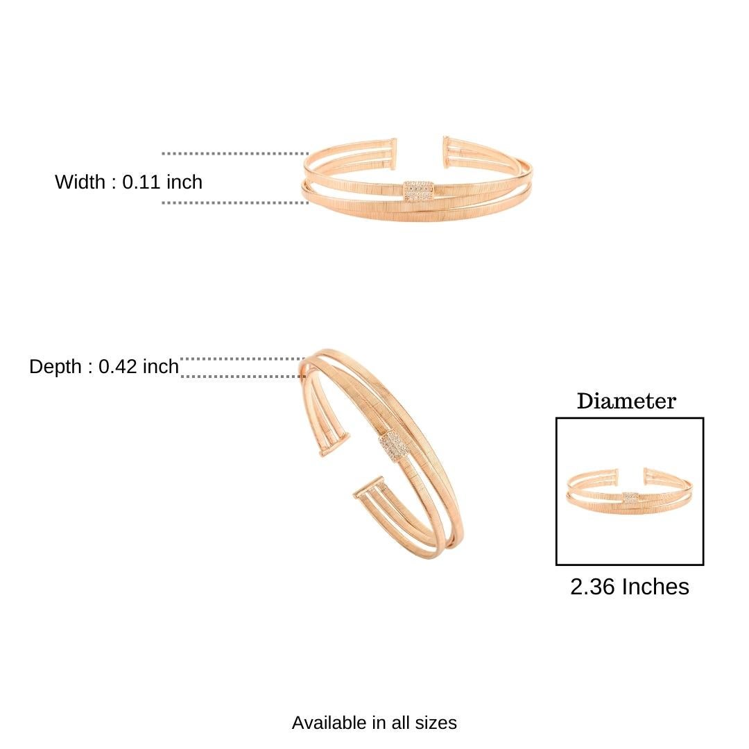 Bracciale Silvorra a tre bande in argento 925 con finitura oro rosa e zircone bianco in vendita 4