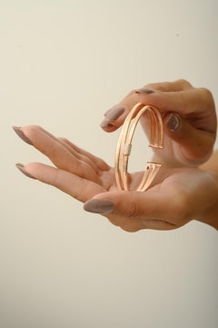 Bracciale Silvorra a tre bande in argento 925 con finitura oro rosa e zircone bianco
