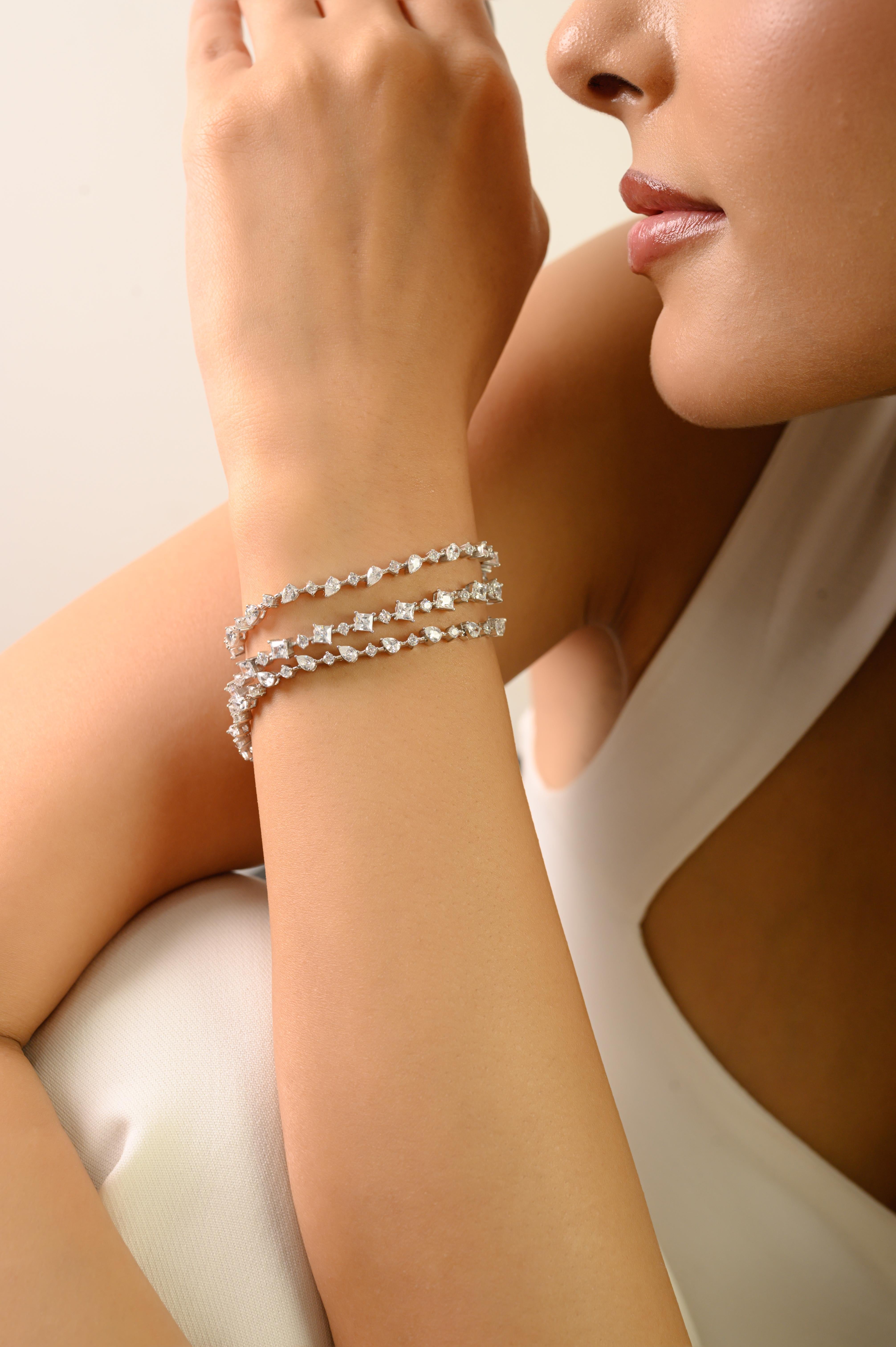 De las mujeres Silvorra Pulsera de tenis de tres filas de circonitas brillantes de plata 925 en venta