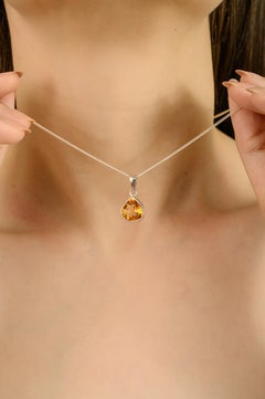 Silvorra Unique Designe Pear Cut Citrine Solitaire Pendant Made in 925 Silver