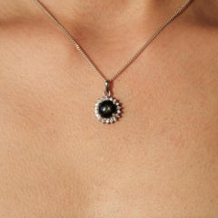 Silvorra Vintage Inspired 11.55CT Schwarzer Stern Anhänger Halo Zirkon in 925 Silber