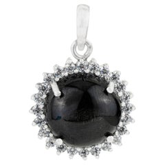 Ciondolo a forma di stella nera con zircone aureolato in argento 925 di ispirazione vintage Silvorra 11.55CT