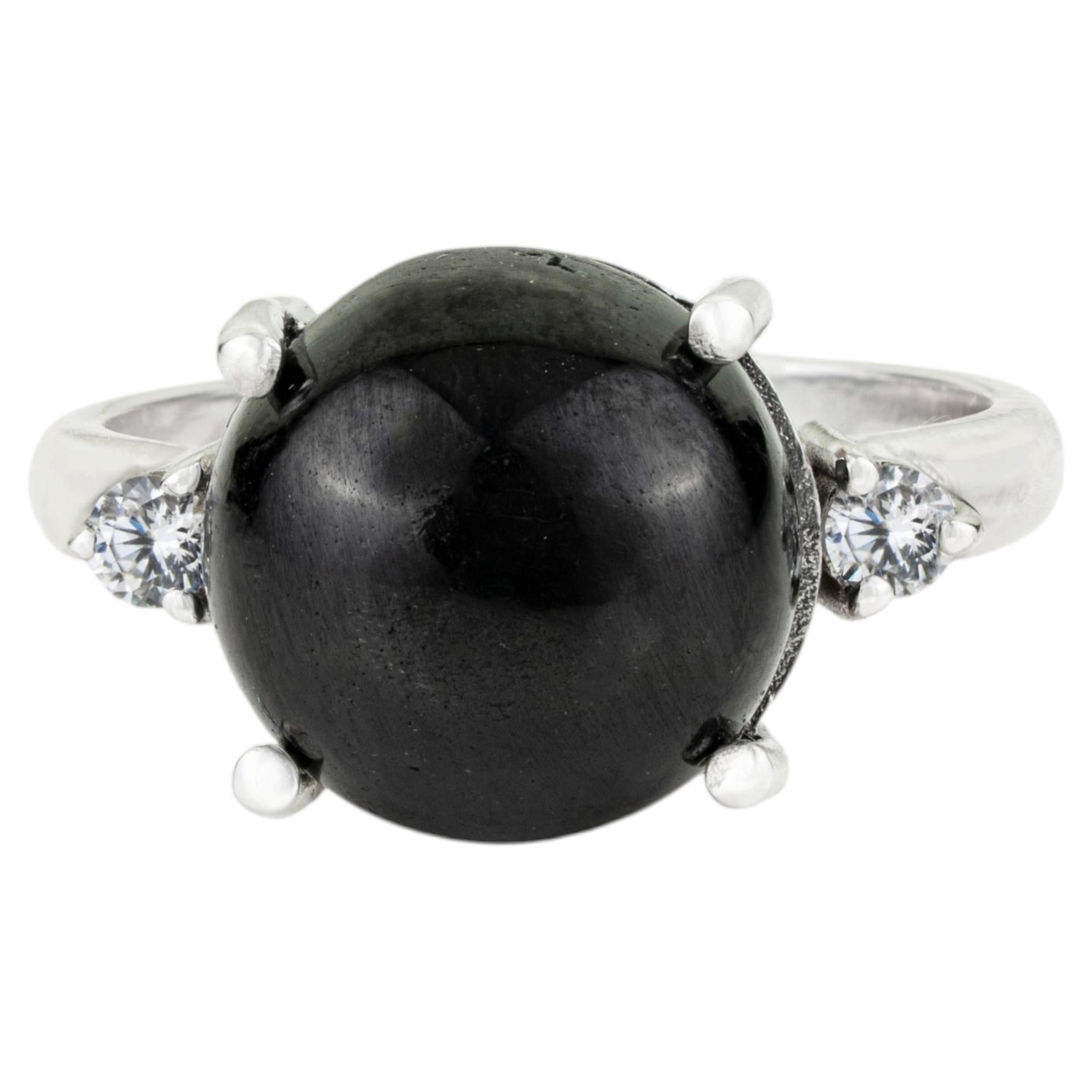 Silvorra Vintage Inspired 5.71CT Black Star & Zircon Cocktail Ring in 925 Silver