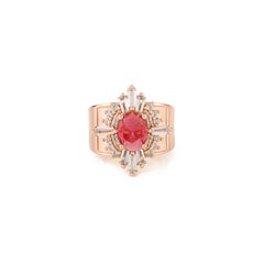Silvorra Vintage Inspired 925 Silver Band Ring with Pink & White Cubic Zirconia