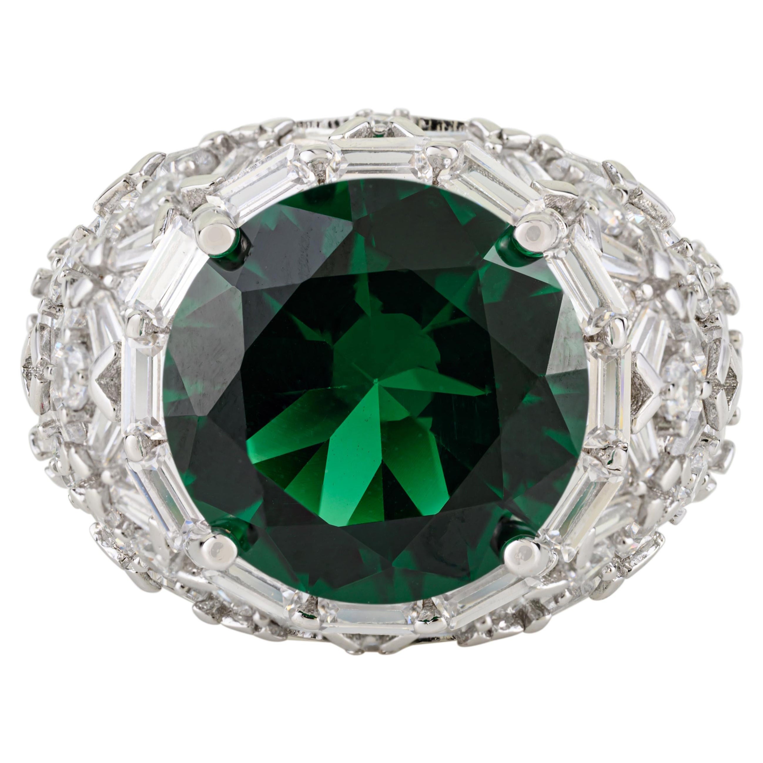 Silvorra Vintage Inspired 925 Silver Green
White Cubic Zirconia Cocktail Ring (bague de cocktail en argent 925)