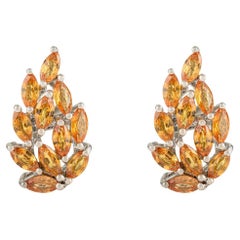 Orecchini a perno con foglie di citrino taglio marquise in argento 925 di ispirazione vintage Silvorra