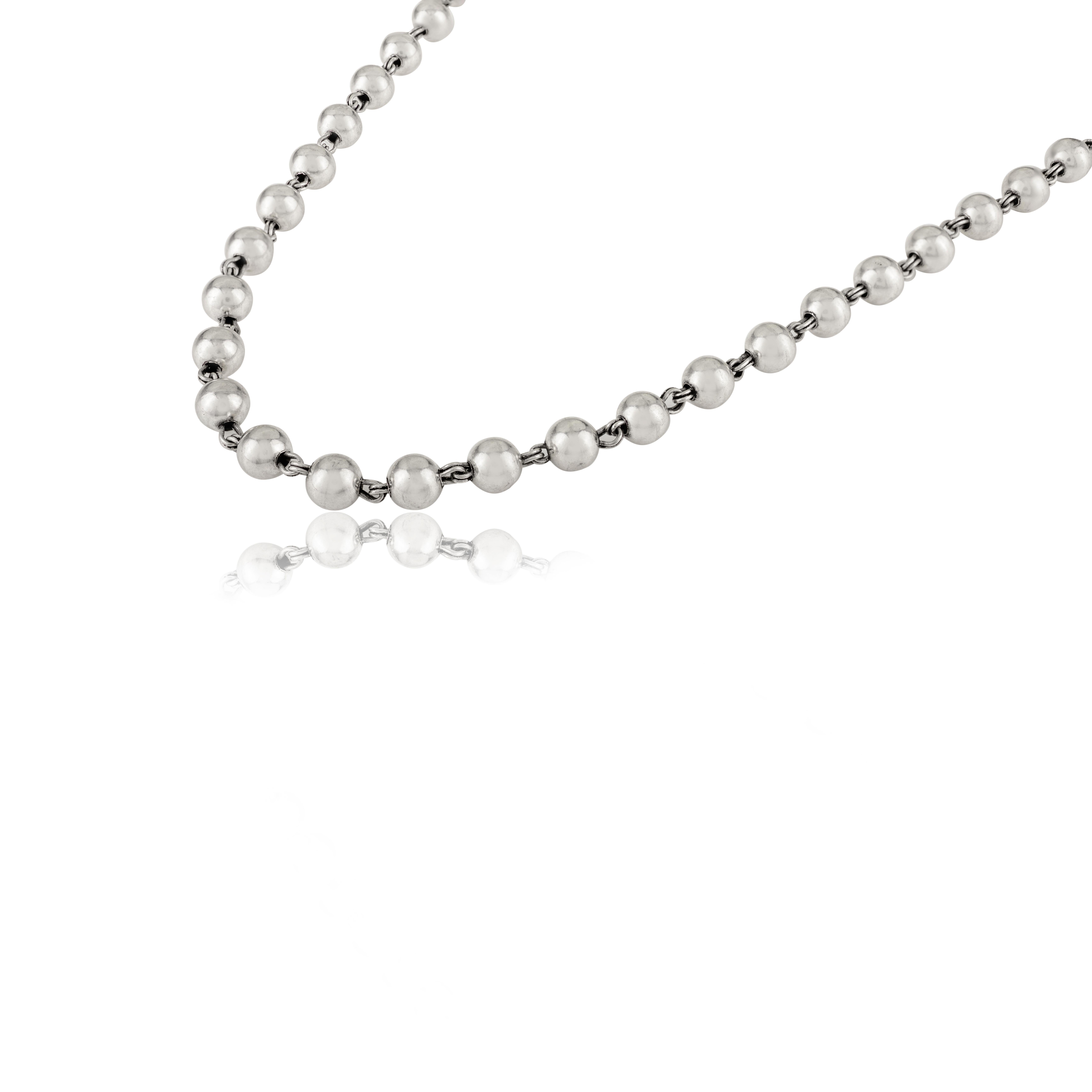 Silvorra Collar de cadena de bolas de inspiración vintage en joyería de plata de ley 925 en Nuevo estado para la venta en New York, NY