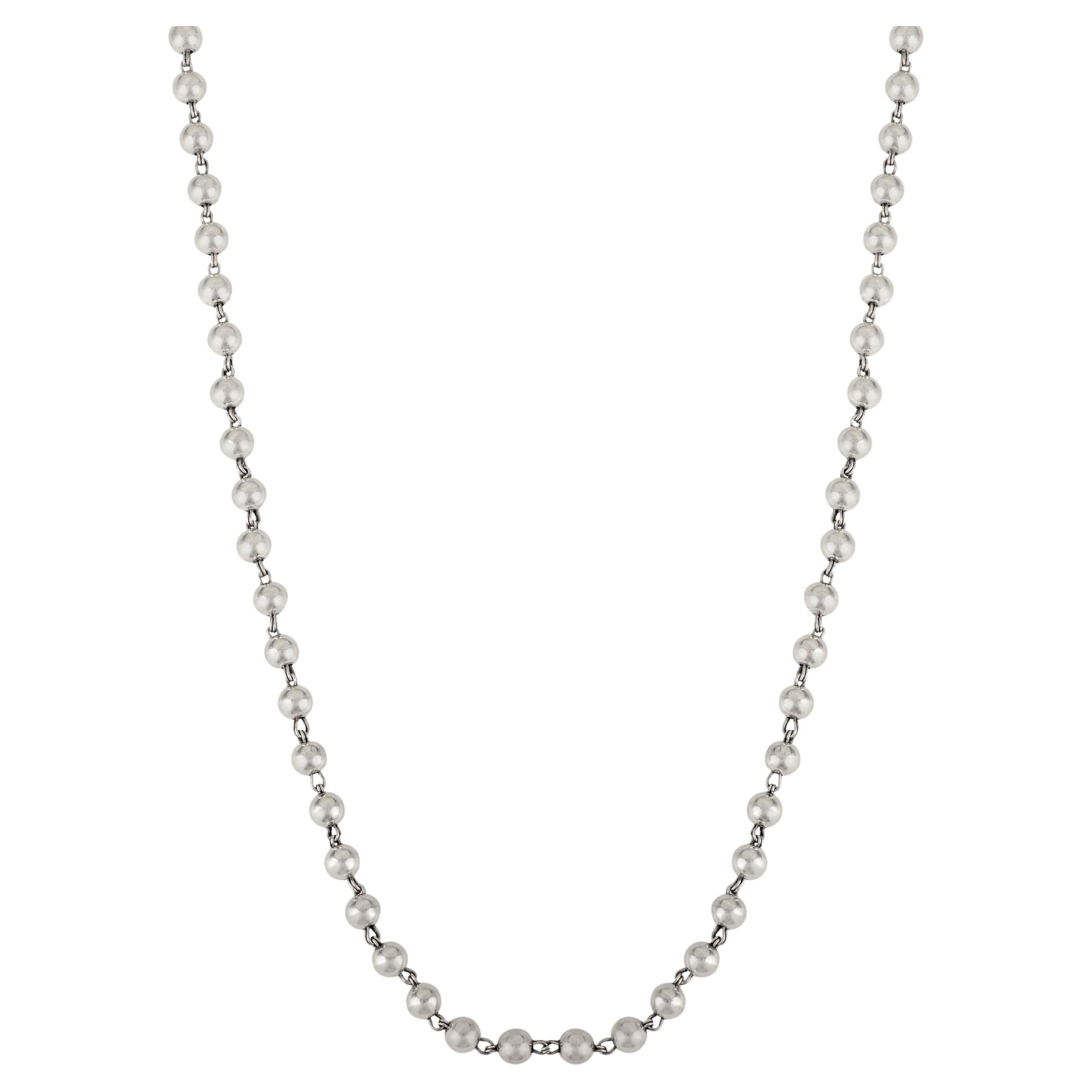 Silvorra Collar de cadena de bolas de inspiración vintage en joyería de plata de ley 925