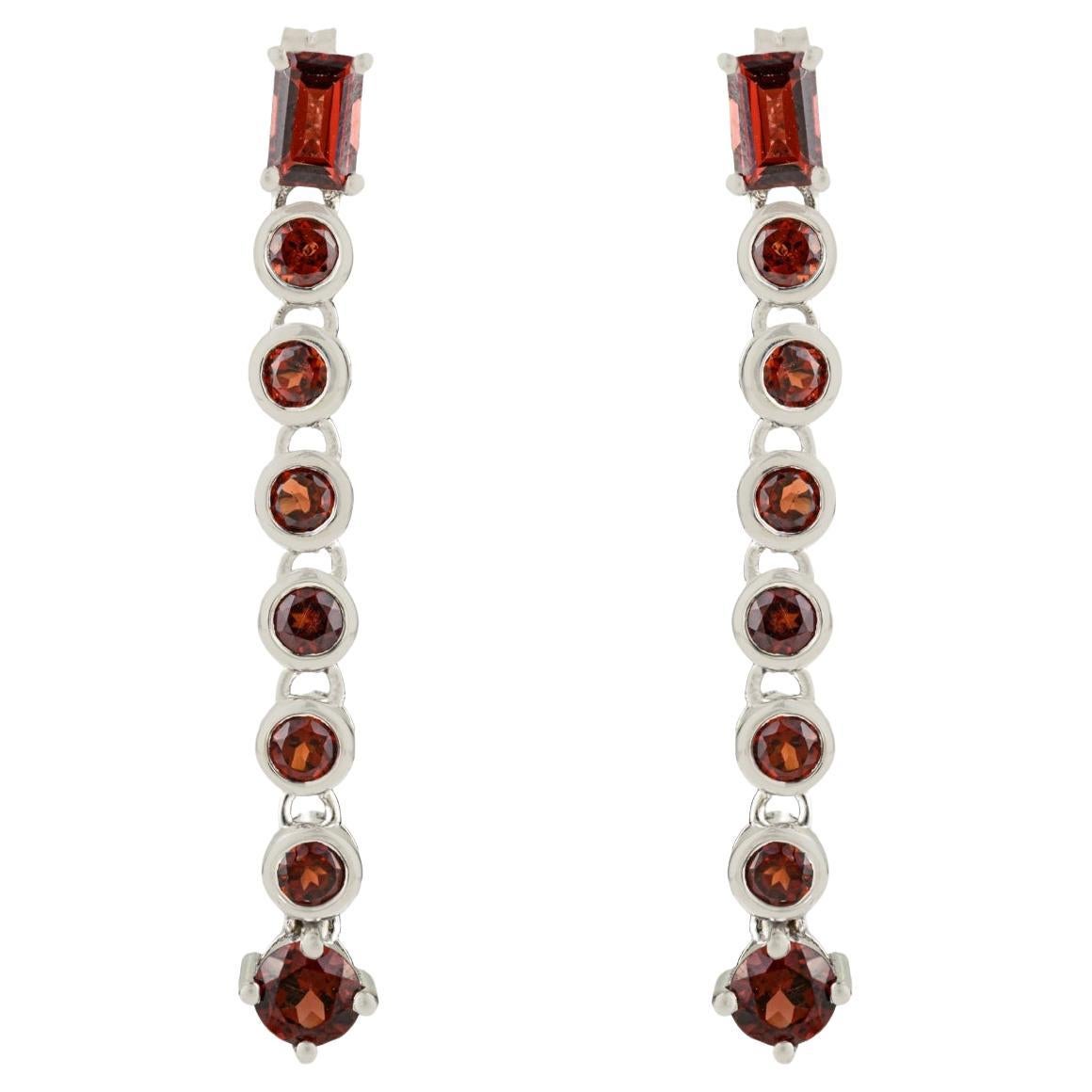 Orecchini a goccia lunghi in argento 925 con granato naturale di ispirazione vintage Silvorra