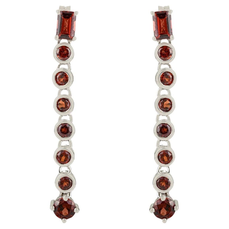 Orecchino in argento 925 con granato rosso naturale orecchino in stile bohémien