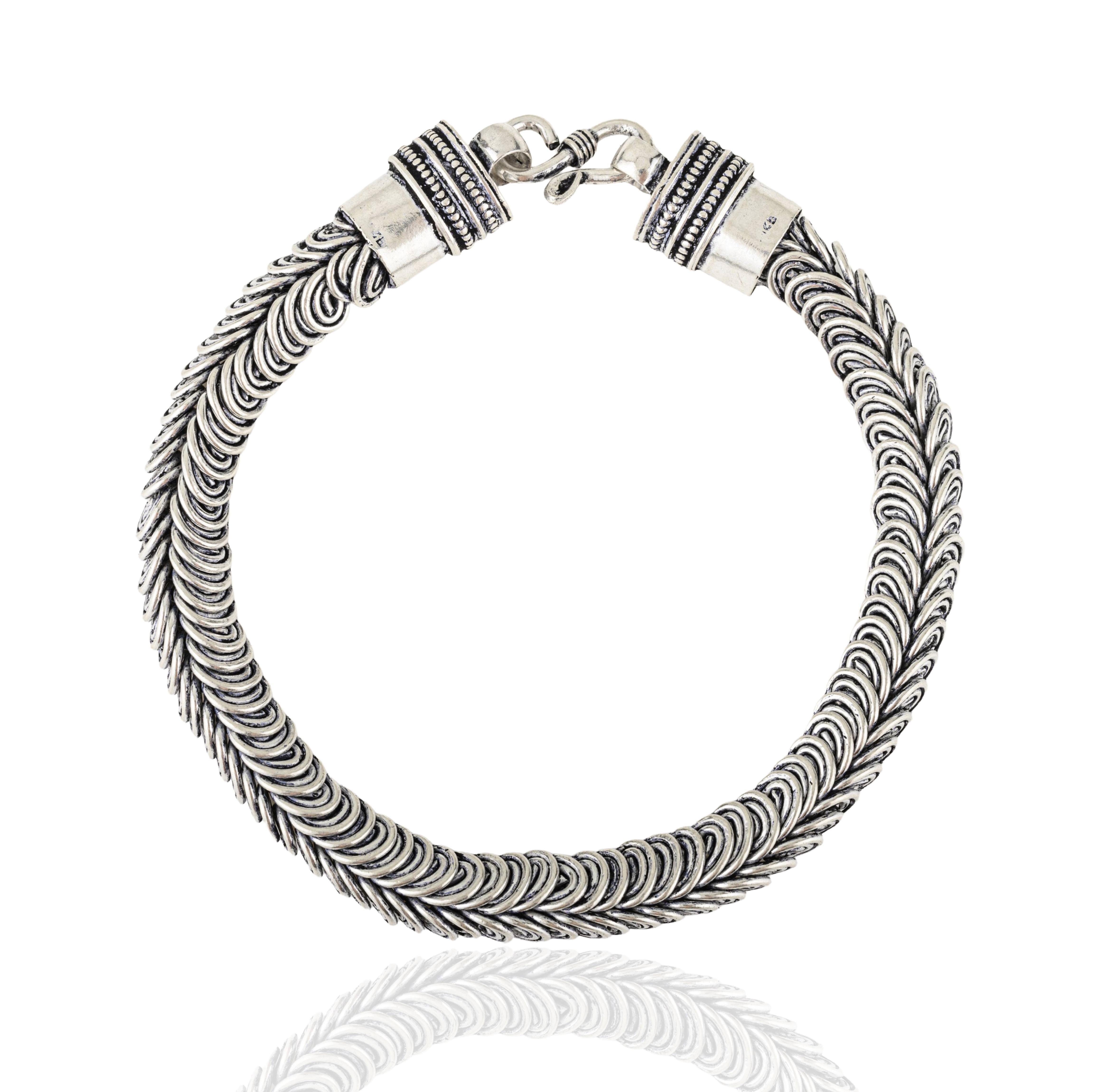Art Deco Silvorra Vintage Inspired Twisted Rope Antique Bracelet in 925 Sterling Silver For Sale