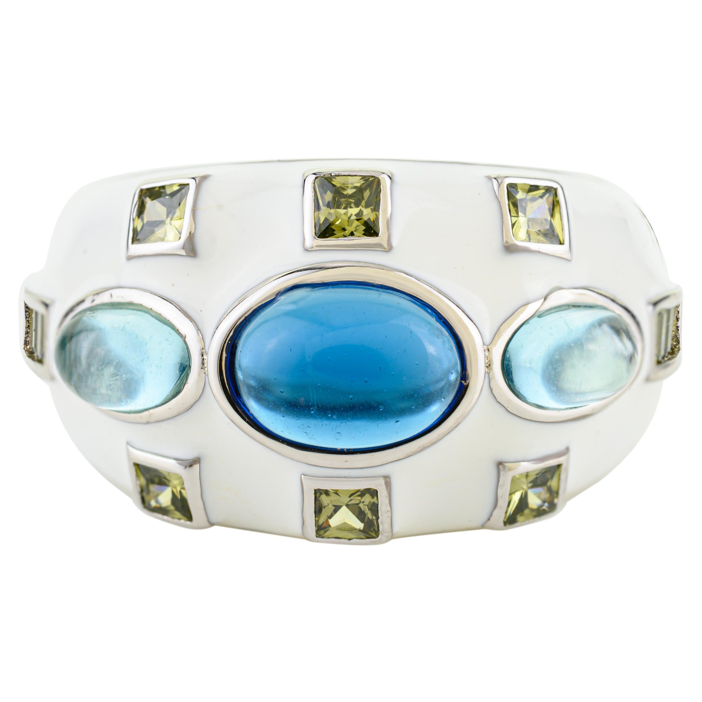 in vendita:  Anello Silvorra in argento 925 con smalto bianco e zirconia cubica blu e acqua