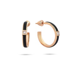Sim and Roz 14K Gold Hoops with 0.20 Carats Princess Cut Diamonds