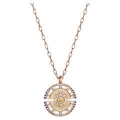 Sim and Roz 14K Gold Pendant Necklace with Opal, Sapphires and Diamonds