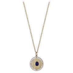 Sim and Roz 14K Gold Pendant Necklace with Oval Cut Sapphire and Diamonds