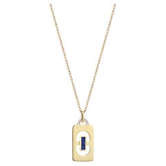 Sim and Roz 14K Gold Pendant Necklace with Princess Cut Sapphires and Diamonds