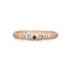 Sim and Roz 14K Rose Gold Bracelet with Princess cut Garnet and Diamonds