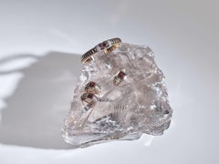 Sim and Roz 14K Rose Gold Earrings with Diamonds and Emerald Cut Garnet