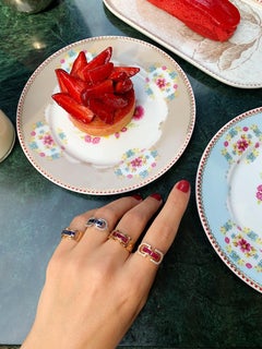 Sim and Roz 14K Rose Gold Ring with 0.79 Carats Princess Cut Rubies