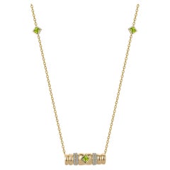 Sim and Roz 14K Yellow Gold Necklace with Princess Cut Peridot and Diamonds