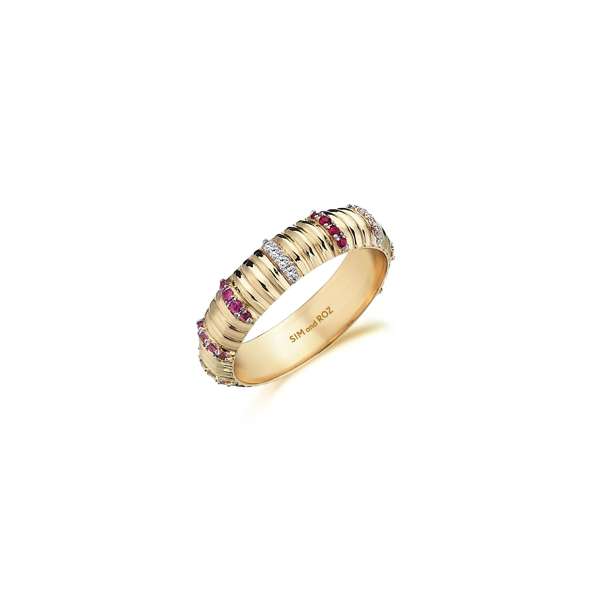 For Sale:  Sim and Roz 18K Yellow Gold Band Ring with Diamonds and Multicolor Sapphires 3