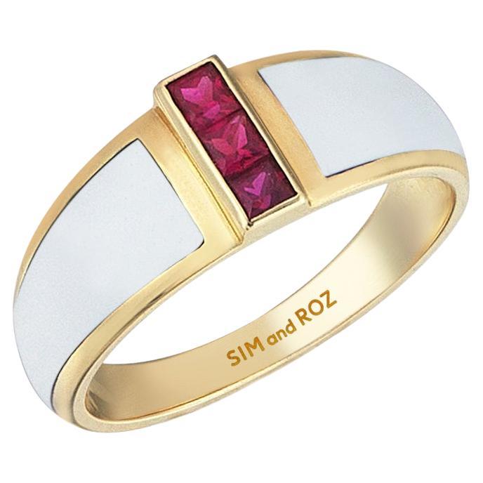For Sale:  Sim and Roz 14K Yellow Gold Ring with 0.28 Carats Princess Cut Ruby
