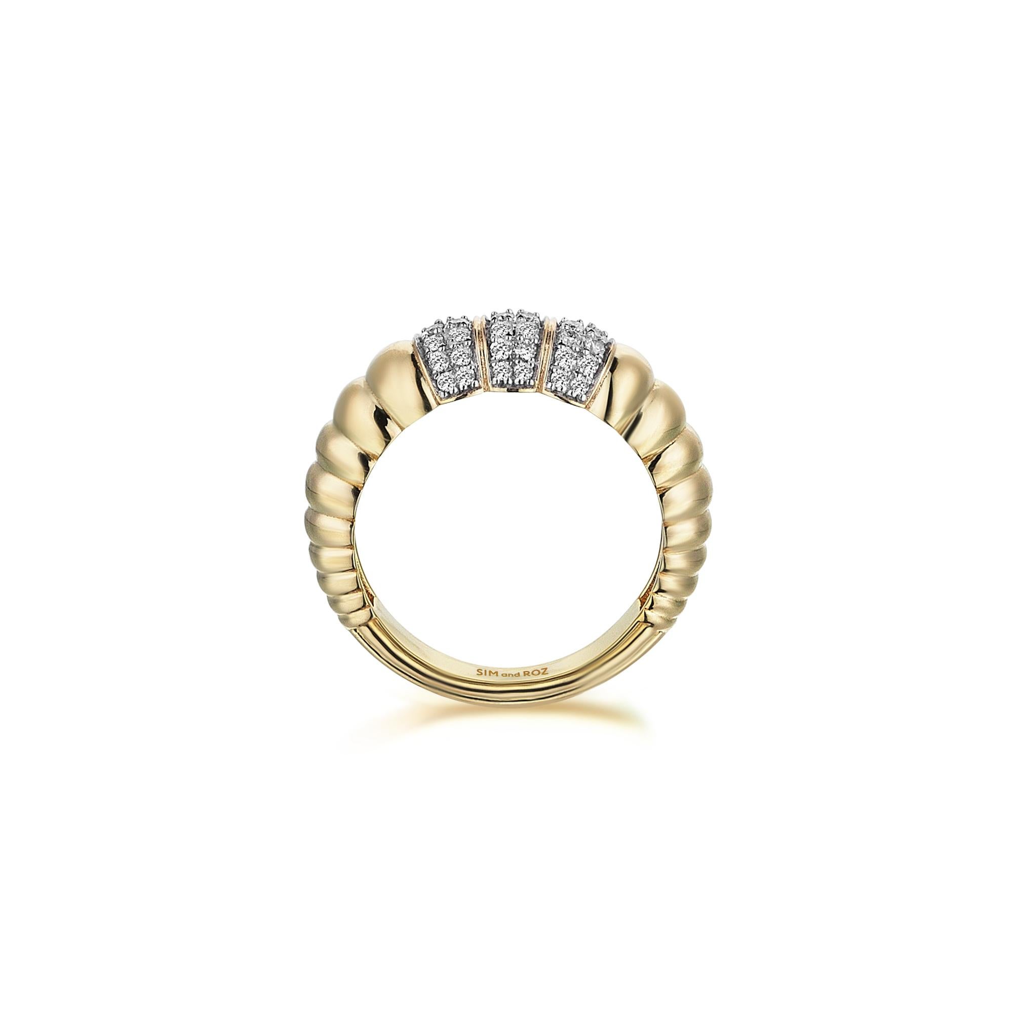 For Sale:  Sim and Roz Yellow Gold Ring with 0.37 Carats Round Cut Diamonds 2