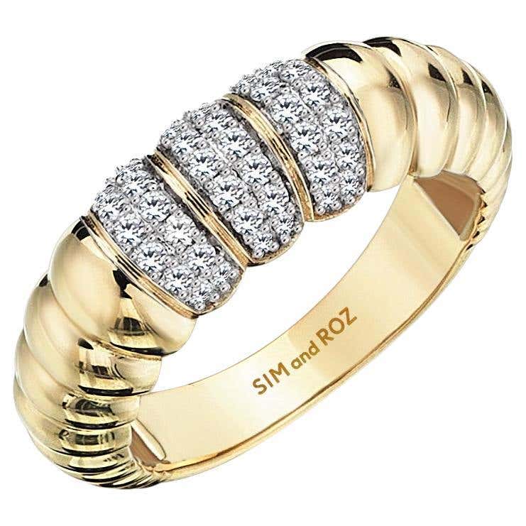 Customizable Sim and Roz Yellow Gold Ring with 0.37 Carats Round Cut ...