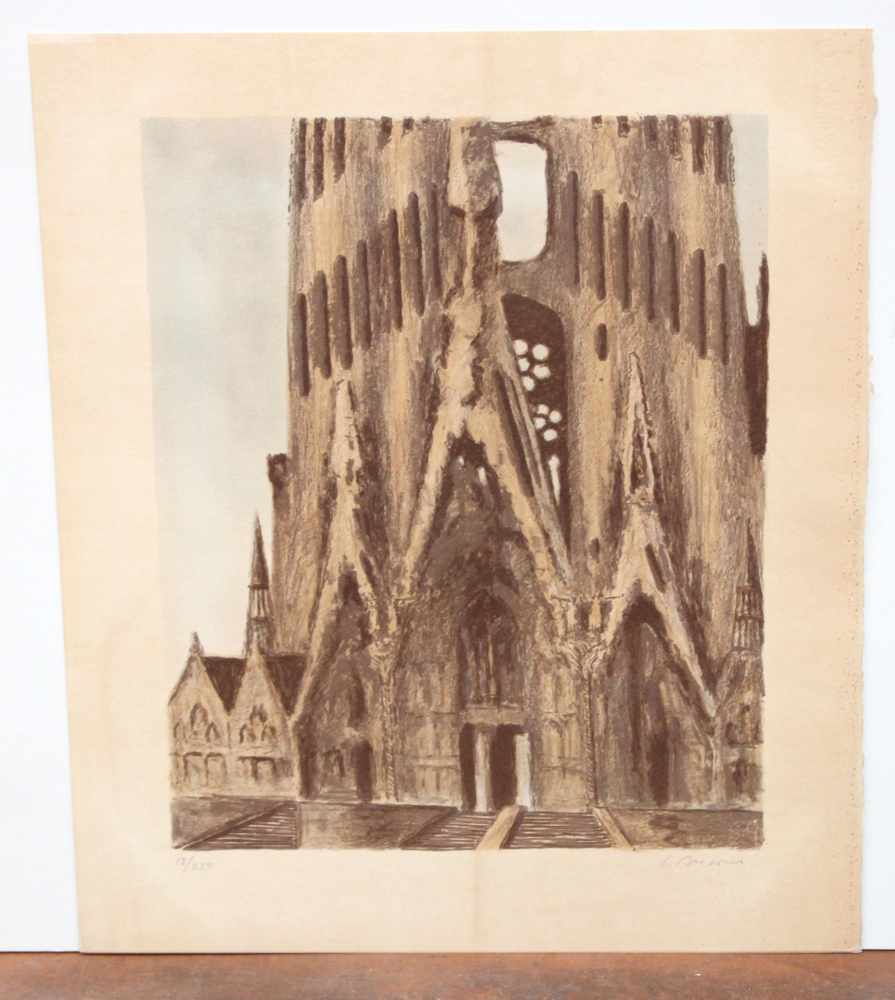 Litografia su carta - La Sagrada Família de Barcelona - Tiraje: 13/250 - Print di Simó Busom Grau