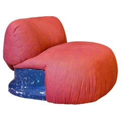 Sima Armchair by Andrea Steidl for Delvis Unlimited Red Fabric, Blue Resin Base 